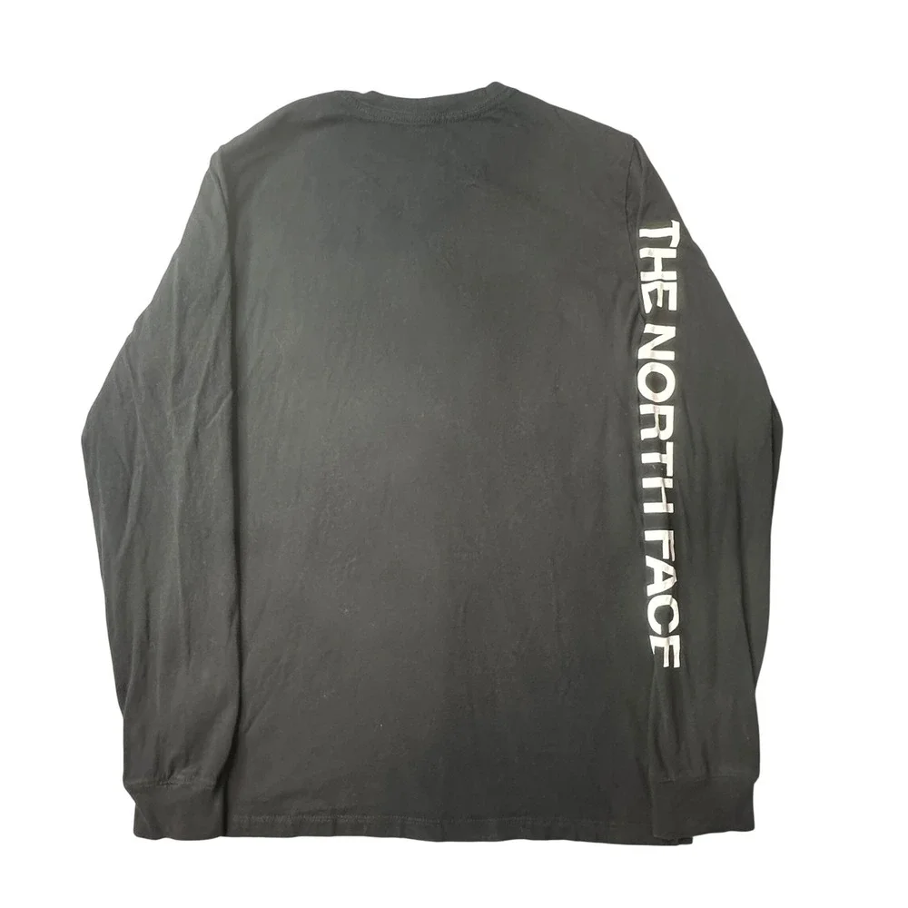 The North Face T-Shirt Mens Small Black Long Sleeve Graphic Logo Cotton Tee